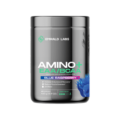 Emrald Labs Amino+ | EAAs/BCAAs (5) & EMRALD-Amino+-60Srv-Blu