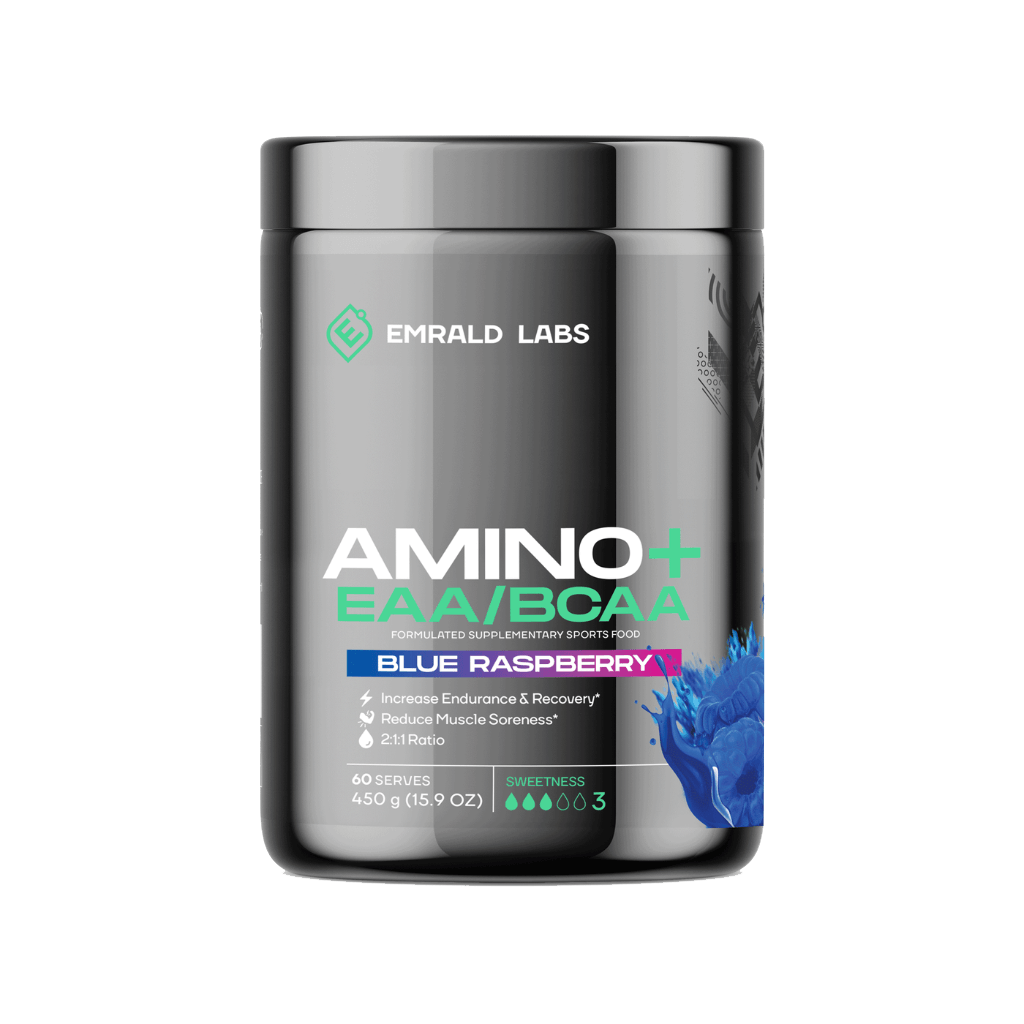 Emrald Labs Amino+ | EAAs/BCAAs (5) & EMRALD-Amino+-60Srv-Blu