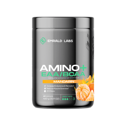 Emrald Labs Amino+ | EAAs/BCAAs (7) & EMRALD-Amino+-60Srv-Mand