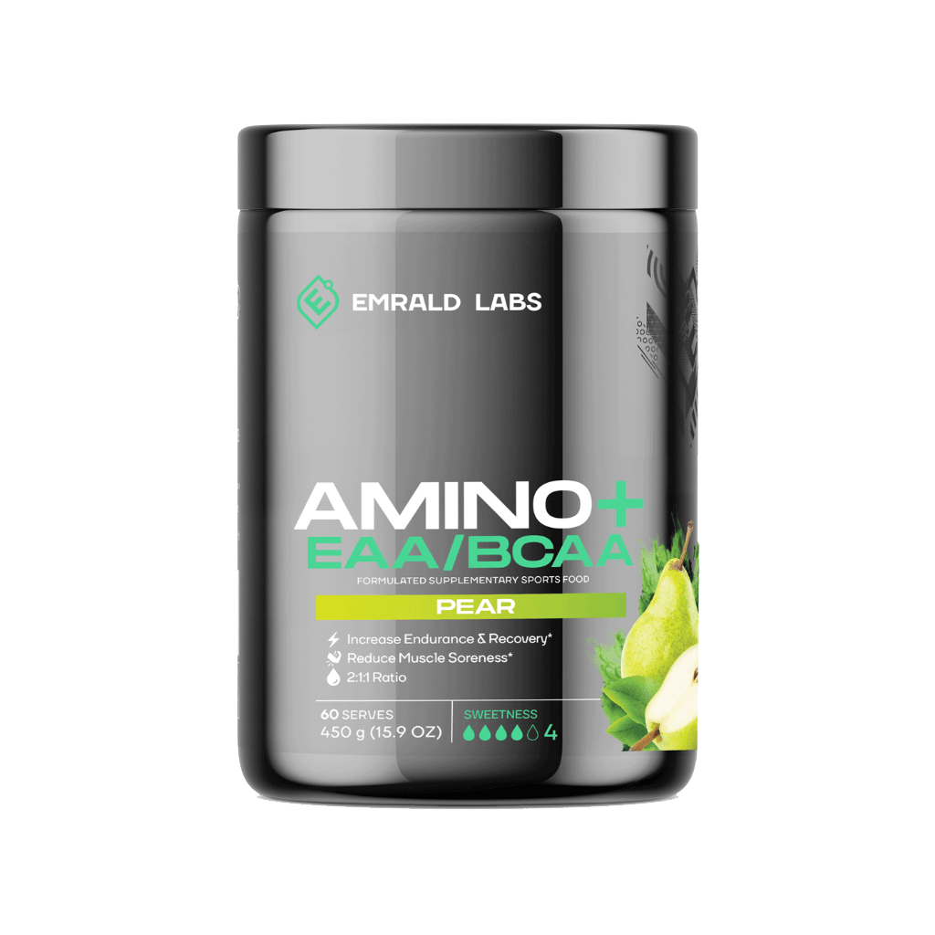 Emrald Labs Amino+ | EAAs/BCAAs (6) & EMRALD-Amino+-60Srv-Pear