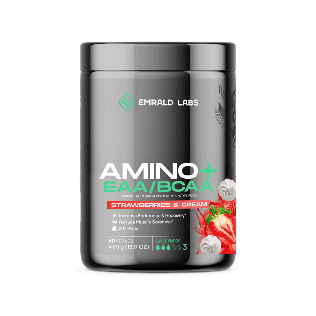 Emrald Labs Amino+ | EAAs/BCAAs (8) & EMRALD-Amino+-60Srv-SC