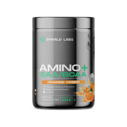 Emrald Labs Amino+ | EAAs/BCAAs (3) & EMRALD-Amino+-60Srv-Ora