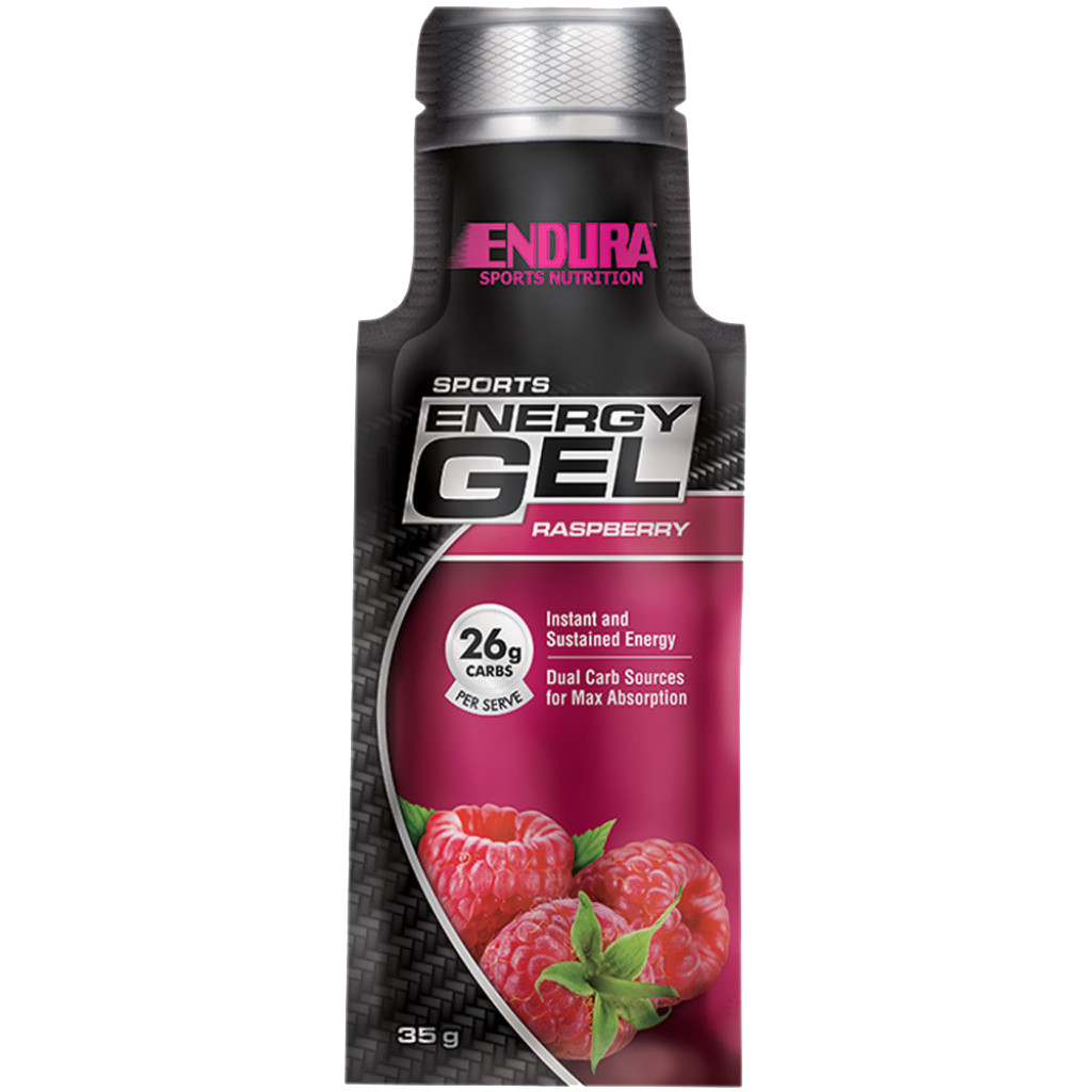 Endura Sports Energy Gels (2) & Endura-SportsEnergyGel-20x35gSatchets--Raspberry