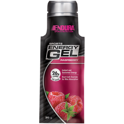 Endura Sports Energy Gels (2) & Endura-SportsEnergyGel-20x35gSatchets--Raspberry