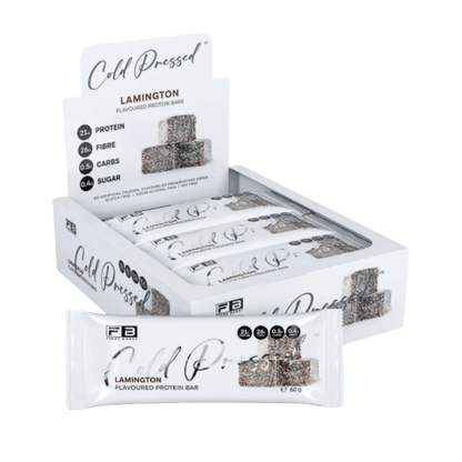 Cold Pressed Protein Bar (28) & FIBREBOOST-Cold-Press-Bar-Box12-LAM