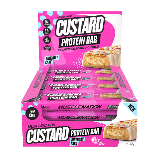 Muscle Nation Custard Protein Bar & MN-BAR-BOX12-Birthday