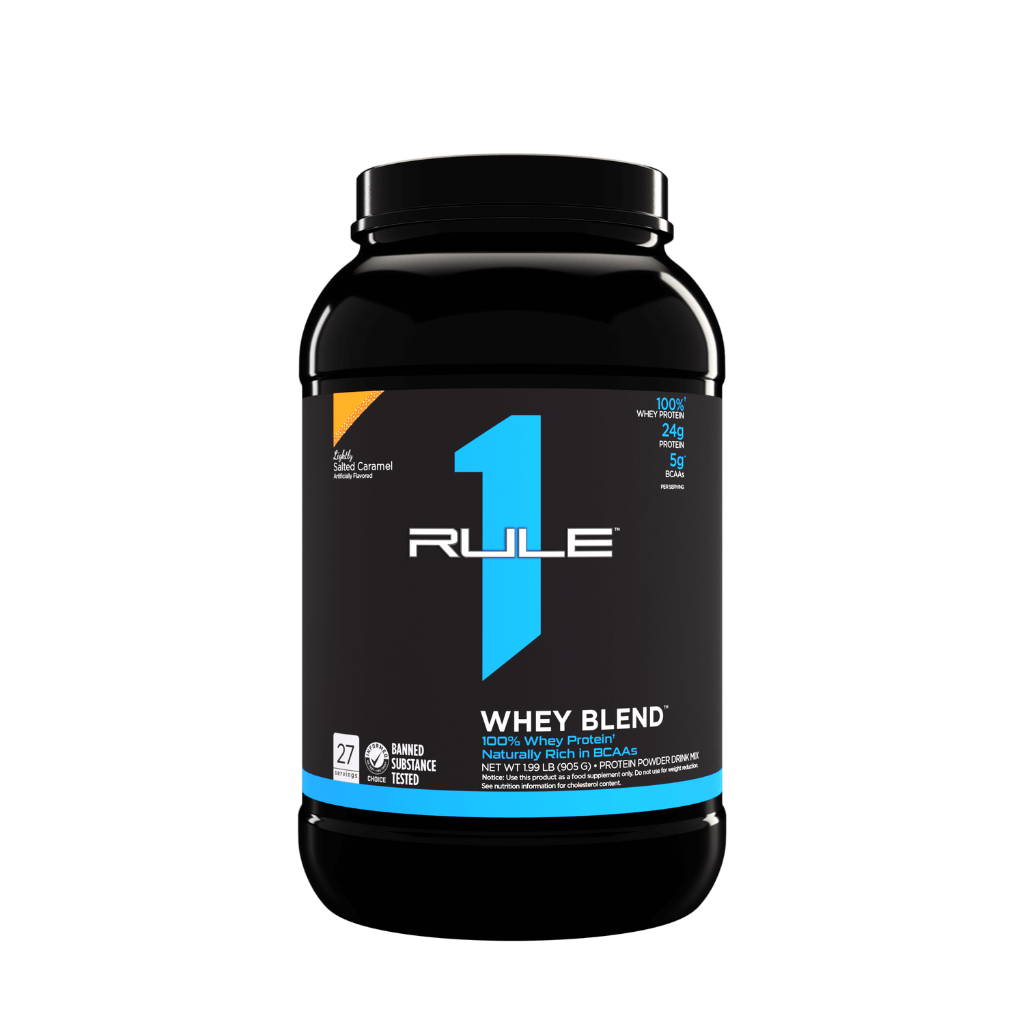 Rule 1 R1 Whey Protein Blend (2) & Rule1-Whey-28Srv-896g-SaltedCara