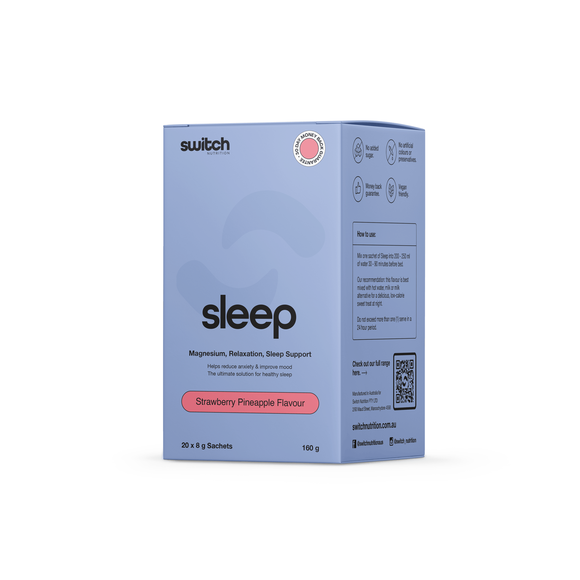 Switch Nutrition - Sleep Sachet Box (1) & SWITCH-SLEEP-SACH-20x8g-StrPin
