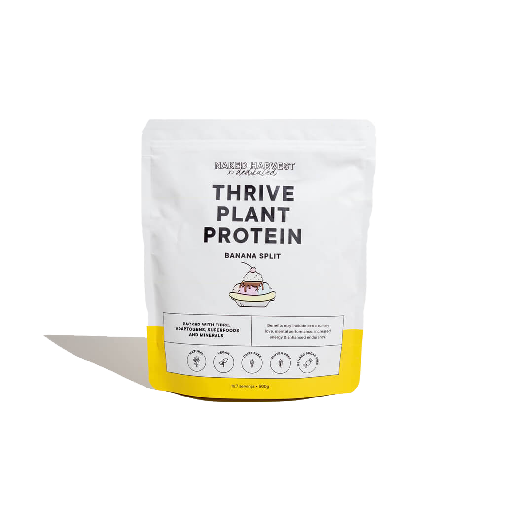 Naked Harvest Thrive Plant Protein (12) & NH-ThrivePlant-500g-Ban