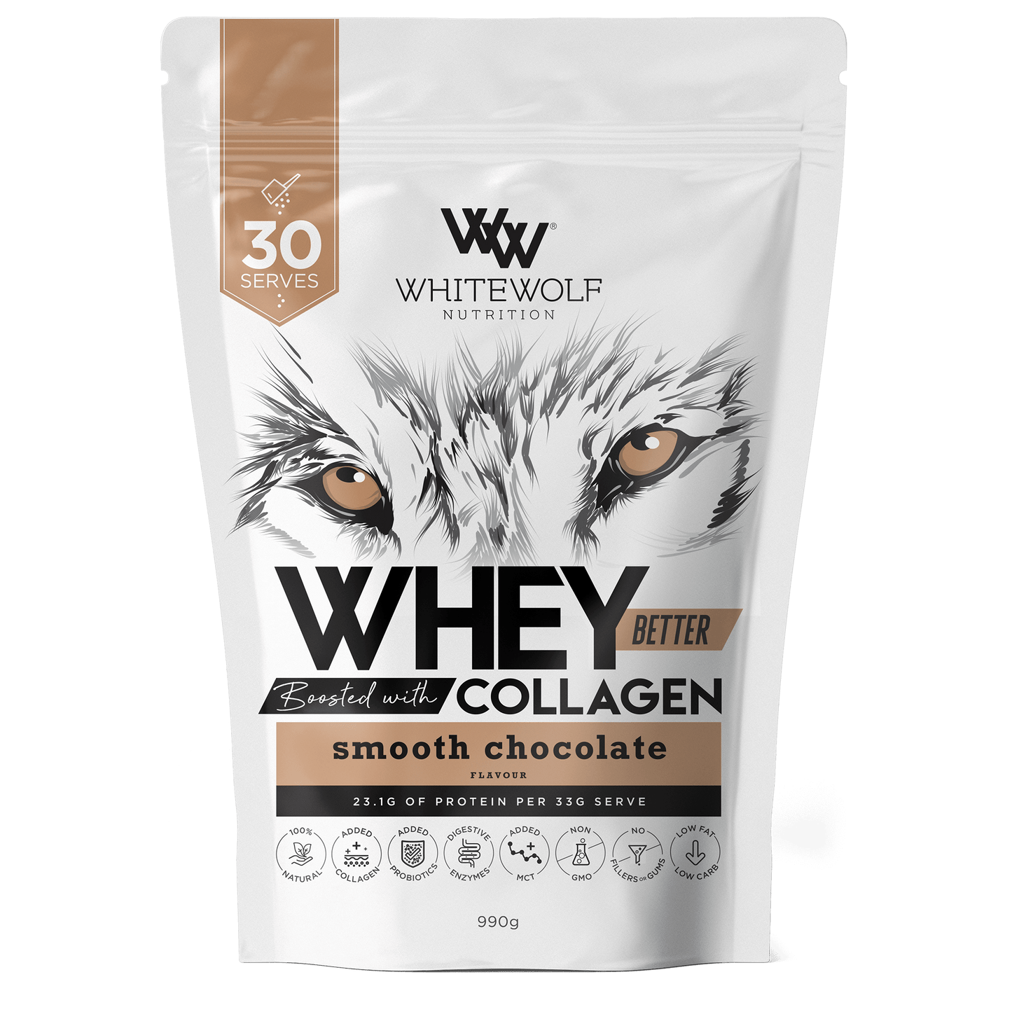 White Wolf Nutrition Whey Better Protein (5) & WW-WHEY-30SRV-Choc