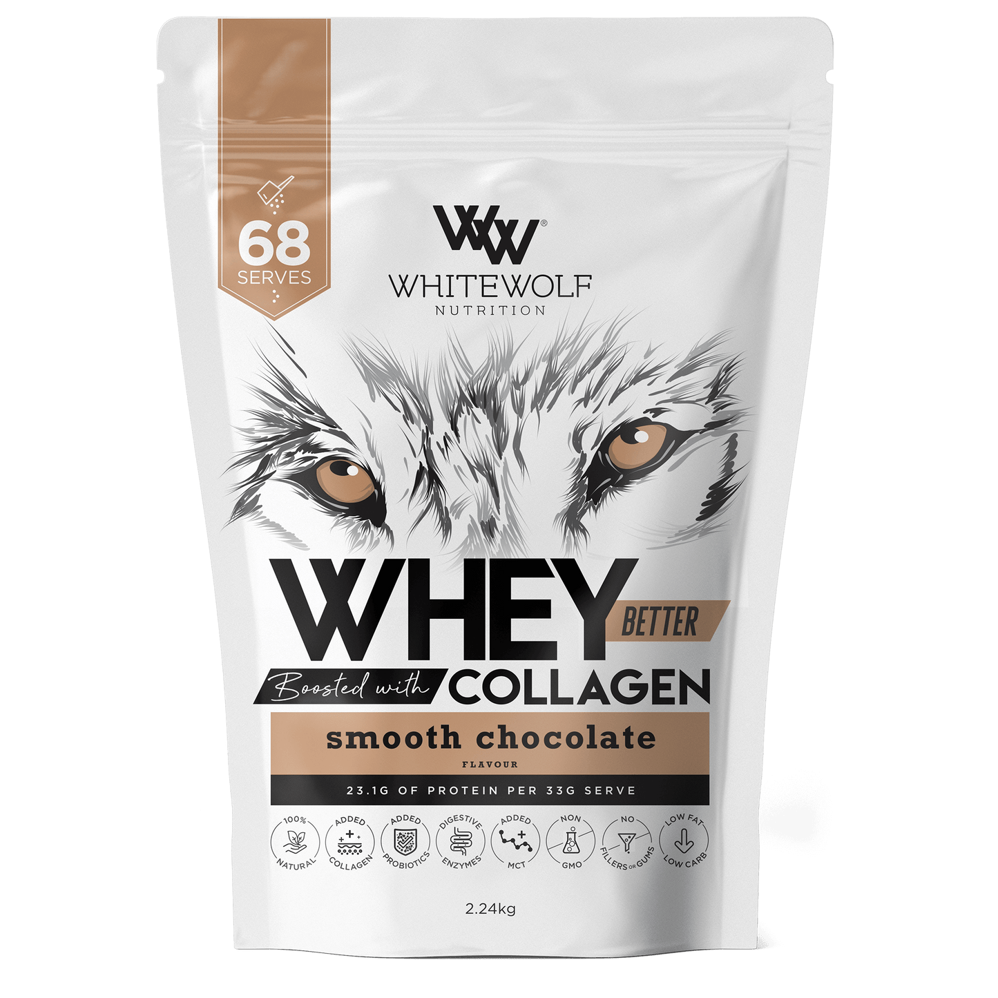 White Wolf Nutrition Whey Better Protein (8) & WW-WHEY-68SRV-Choc