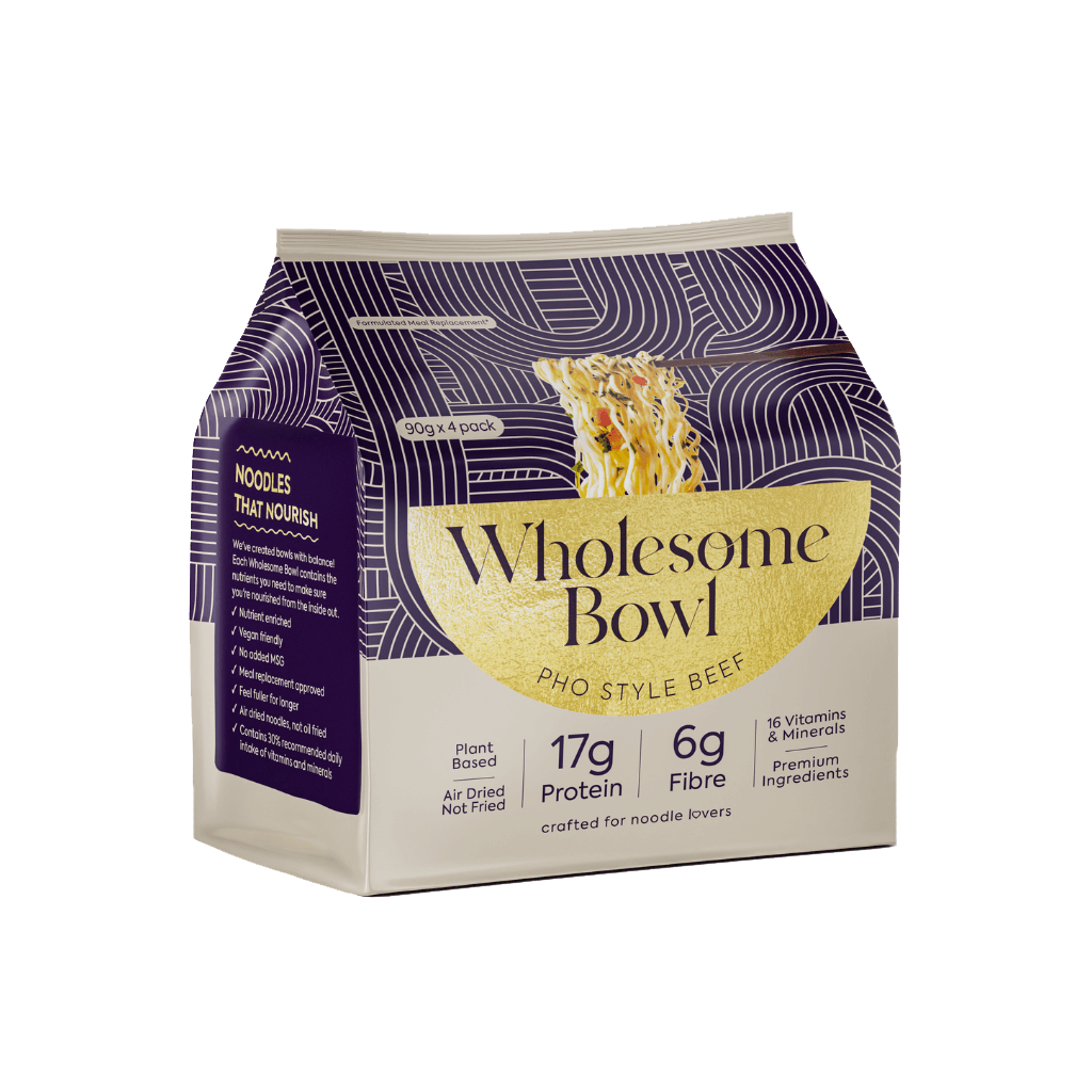 Wholesome Bowl - Instant Protein Noodles (4) & Wholesome-Bowl-Noodles-4PackNEW-Beef