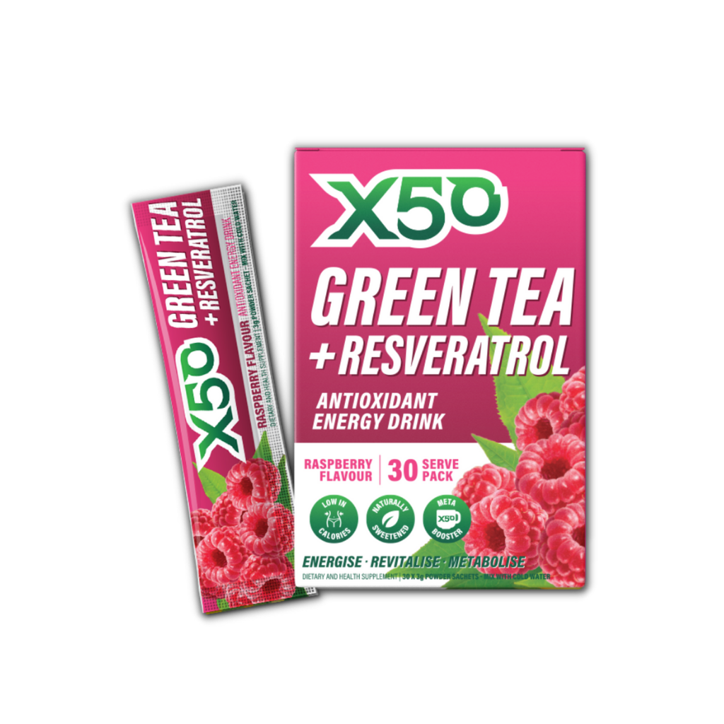 Green Tea x50 (16) & GreenTea-x50-30Srv-90g-Raspb